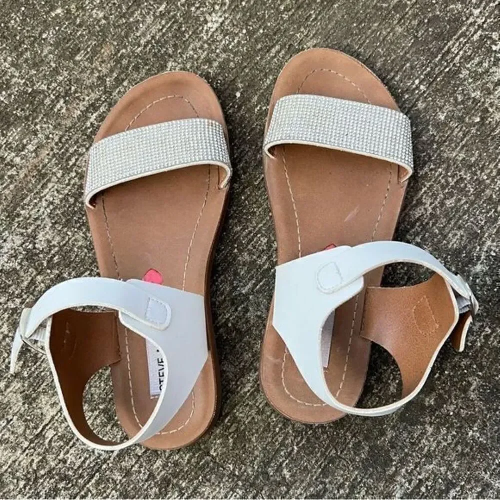 Steve Madden JPROBLER Girls Flat Sandal Sparkly Rhinestone Embellishment Size 2M